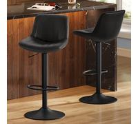 VASAGLE Tabourets de Bar, Lot de 2, Cuir PU, Hauteur Réglable