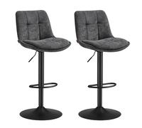 VASAGLE Tabourets de Bar, Lot de 2, Chaise de Cuisine, Siège Pivotant à Hauteur Réglable, avec Dossier et Repose-Pieds, Salle à Manger, Comptoir, Acier, Gris Ardoise LJB195G02