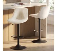 VASAGLE Tabourets de Bar, Lot de 2, Velours, Hauteur Réglable