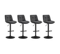 VASAGLE Tabourets de Bar, Lot de 4, Chaise de Cuisine, Siège Pivotant à Hauteur Réglable, avec Dossier et Repose-Pieds, Acier, Gris