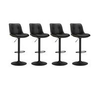 VASAGLE Tabourets de Bar, Lot de 4, Chaise de Cuisine, Siège Pivotant à Hauteur Réglable, Matelassé, en PU, avec Dossier et Repose-Pieds, Salle à Manger, Comptoir, Acier, Noir d'encre LJB295B01