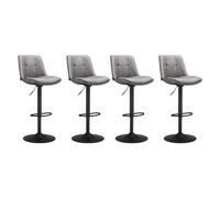 VASAGLE Tabourets de Bar, Lot de 4, Chaise de Cuisine, Siège Pivotant à Hauteur Réglable, Matelassé, en PU, avec Dossier et Repose-Pieds, Salle à Manger, Comptoir, Acier, Gris Tourterelle LJB295G01