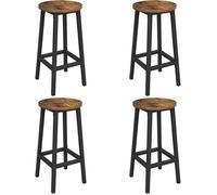 VASAGLE Tabourets de Bar, Lot de 4, Chaises, Siège Haut, Cadre Métallique, Montage Facile, Hauteur 65 cm, Marron Rustique et Noir