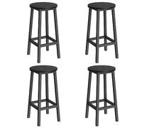 VASAGLE Tabouret de Bar, Lot de 2, Chaise de Cuisine, siège Haut, Cadre en métal, Montage Facile, avec Repose-Pieds, pour Cuisine, Salon, Salle à Manger, Noir, Bois et Noir, Classique LBC032B56