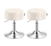 VASAGLE Tabourets de Maquillage, Lot de 2, Réglables en Hauteur, Pivotants à 360 Degrés, en PU, Coussin Épais, Tabourets de Coiffeuse, pour Chambre, Cuisine, Salle à Manger, Blanc Crème ZH2504015