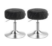 VASAGLE Tabourets de Maquillage, Lot de 2, Réglables en Hauteur, Pivotants à 360 Degrés, en PU, Coussin Épais, Tabourets de Coiffeuse, pour Chambre, Cuisine, Salle à Manger, Noir d'encre ZH2504014
