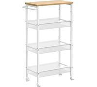VASAGLE Trolley 4 niveaux, chariot de cuisine étroit, étagère de niche sur roulettes, acier, poignée pour petits espaces, 22 x 45,5 x 77 cm, cuisine, salle de bain, salon