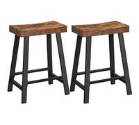 VASAGLE ULBC074B01 Lot de 2 tabourets de bar industriels avec repose-pieds, 60 cm de haut, style industriel, pour salon, salle de fête, marron rustique et noir
