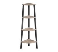 VASAGLE ULLS034M01 Étagère d'angle à 4 niveaux, étagère d'angle industrielle, support de plantes pour salon, bureau, cuisine, grège et noir