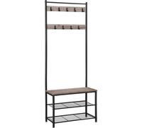 VASAGLE Vestiaire avec étagère à chaussures, armoire d'entrée avec canapé, 3 en 1, cadre en acier pour entrée, couloir, 32 x 70 x 175 cm, style industriel