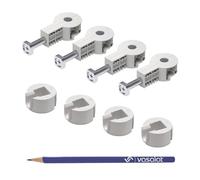 vasalat Connecteur de plan de travail Quick-Tech - 4 connecteurs de plaque M8 x 64 mm pour plan de travail avec épaisseur minimale de 25 mm + 4 contrepièces