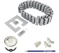 vasalat Gestion de câbles de Bureau - Kit Complet de Gestion des câbles Cube avec Passage de câble de 90 mm de diamètre + goulotte magnétique + Clips de Fixation + aimants - Longueur : 1250 mm