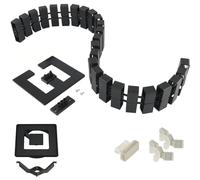 vasalat Kit complet de gestion des câbles de bureau Cube avec passage de câble 90 x 90 mm + goulotte magnétique + clips de fixation + aimants Noir Longueur 580-750 mm