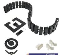 vasalat Kit complet de gestion des câbles de bureau Cube avec passe-câble de 90 mm de diamètre + goulotte magnétique + clips de fixation + aimants Noir Longueur 580-750 mm