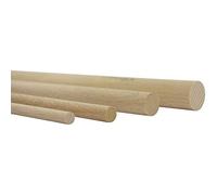 vasalat Lot de 10 baguettes en bois de hêtre lisse pour le bricolage - 100 cm x 12/14 mm - Hêtre naturel