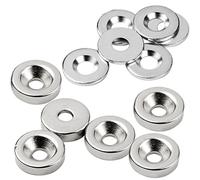 vasalat Lot de 12 aimants ronds en néodyme nickelé avec disque en métal avec trou fraisé Ø 15 mm