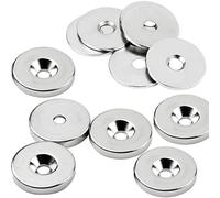 vasalat Lot de 12 aimants ronds en néodyme nickelé avec disque en métal avec trou fraisé Ø 23 mm