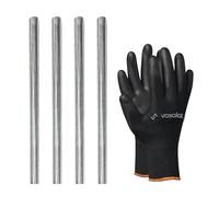 vasalat Lot de 4 tiges filetées M12, 1000 mm, galvanisées, classe de résistance 8.8, tige filetée avec filetage extérieur DIN 976, barre en métal de qualité supérieure avec filetage