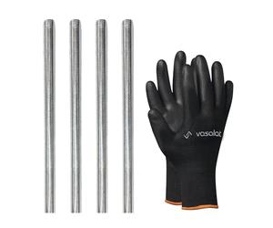 vasalat Lot de 4 tiges filetées M8, 1000 mm, galvanisées e résistance 8.8, tige filetée avec filetage extérieur DIN 976, barre en métal de qualité supérieure avec filetage