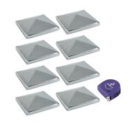 vasalat Lot de 8 capuchons de poteau 8 x 8 cm - Capuchons de poteau - En acier galvanisé