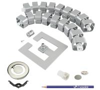 vasalat Orbit Kit de gestion de câbles de bureau complet avec passe-câbles Ø 90 mm + goulotte magnétique + clips de fixation + aimants en aluminium Longueur 580-750 mm