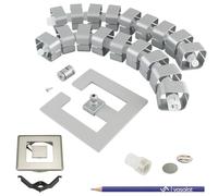vasalat Orbit Kit de gestion de câbles de bureau complet avec passe-câbles 90 x 90 mm + goulotte magnétique + clips de montage + aimants en aluminium Longueur 580-750 mm