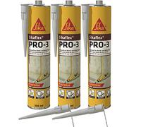 vasalat Sikaflex PRO-3 Lot de 3 joints de sol et de raccordement haute résistance 300 ml Gris béton