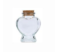 VASANA Bouteilles vides en forme de cœur avec bouchons en liège - 75 ml - Mini bouteilles en verre - Flacons décoratifs pour loisirs créatifs, projets d'artisanat