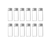 VASANA Lot de 12 flacons en verre transparent de 30 ml avec bouchon en aluminium pour distribution de cosmétiques, échantillons, messages, huiles essentielles, poudres