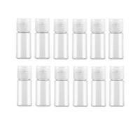 VASANA Lot de 12 flacons souples en plastique transparent avec bouchon à rabat - 10 ml - Pour cosmétiques, parfum, maquillage, eau, gel douche, émulsion, lotion, échantillon de liquide (bouchon transparent)