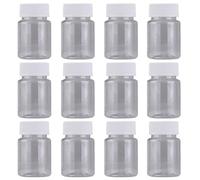 VASANA Lot de 12 flacons vides en plastique transparent de 50 ml avec bouchon à vis blanc rechargeable, mini flacons de rangement pour voyage à large goulot pour la maison et le laboratoire