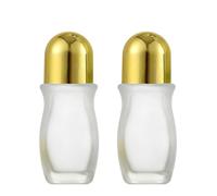 VASANA Lot de 2 flacons à bille vides rechargeables en verre transparent de 50 ml avec bouchon doré, déodorant, flacons à bille pour huile de massage, crème solaire, hydratant, huile essentielle