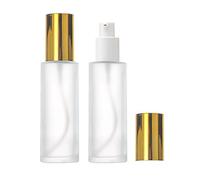 VASANA Lot de 2 flacons vides givrés transparents avec bouchon doré - 100 ml - Rechargeables - Pour échantillons, cosmétiques et toners