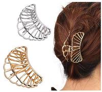 VASANA Lot de 2 grandes pinces à cheveux en métal (argent + or) - Pinces à cheveux solides - Pinces à cheveux antidérapantes pour femmes et filles - Pinces à cheveux épaisses