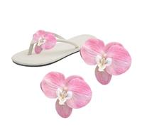 VASANA Lot de 2 pinces à chaussures en forme de fleur d'orchidée artificielle pour chaussures à talons hauts amovibles avec boucle pour décoration de chaussures pour femme, été, fête de mariage, M