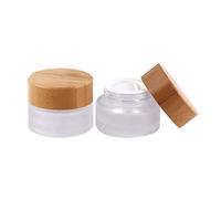 VASANA Lot de 2 pots vides en verre dépoli avec couvercle en bambou respectueux de l'environnement - 30 ml/30 g