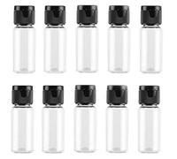 VASANA Lot de 20 flacons vides en plastique transparent de 15 ml avec couvercle noir à rabat, flacons d'échantillons de voyage pour gel douche émollient et émulsion de crème pour le visage