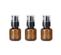 VASANA Lot de 3 flacons à pompe en plastique ambré de 60 ml avec bouchon noir à presser pour maquillage et émulsion d'huile essentielle
