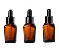VASANA Lot de 3 flacons carrés rechargeables en verre ambré épais avec compte-gouttes pour les yeux, échantillons de produits cosmétiques, aromathérapie, liquides, conteneurs de voyage