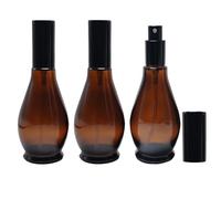 VASANA Lot de 3 flacons vaporisateurs vides en verre ambré en forme de gourde - 100 ml - Pour parfum, visage, maquillage, eau