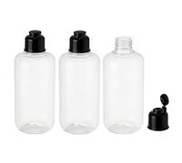 VASANA Lot de 3 flacons vides rechargeables en plastique transparent avec bouchon à rabat pour cosmétiques, eau émolliente, produits de toilette, shampooing, lotion, gel douche 300 ml