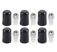 VASANA Lot de 6 billes de rechange en acier inoxydable pour bouteilles d'huiles essentielles avec bouchons noirs 18 fils pour bouteilles de cosmétiques ouvertes à col de 11 mm
