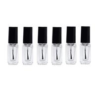 Vasana Lot de 6 flacons de vernis à ongles en verre transparent vides avec capuchon noir et pinceau doux pour nail art