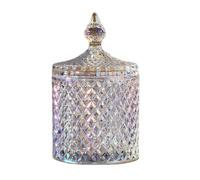 VASANA Plat à bonbons en verre de cristal avec couvercle - 300 ml Bocal à bonbons en cristal coloré avec couvercle pot à biscuits pour la maison, le bureau, cadeau