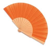 vasara éventail de bois Orange avec sac Organza