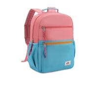VASCHY Cartable Fille Primaire, Léger Sac à Dos Enfant 4 à 7 Ans pour Dossier A4 Multi-poches Résistant à l'Eau Bloc de Couleurs Sac d'École pour Scolaire Maternelle Voyage Rose Bleu