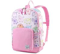 VASCHY Cartable Filles Maternelle, Mignon Sac à Dos Enfants 4-6 Ans Léger Sac a Dos Filles Imperméable pour A4 Dossier Préscolaire Voyage avec Sangle de Poitrine, Éléphant Rose