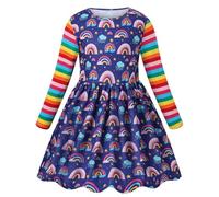 VASCHY Robes pour Fille en Coton imprimé à Manches Longues Courtes Motif Licorne de Princesse Papillon sirène pour fête d'été 3-10 Ans, Arc-en-Ciel - cx119, 4-5 Ans