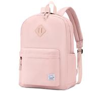 VASCHY Sac à Dos Enfant Garçon Fille École Primaire Collège, Scolaire Léger 20 L Déperlant, Couleurs Unies & Bicolores, A4, Poches Gourde, Rose Poudré