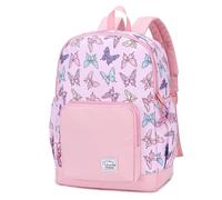 VASCHY Sac à Dos Enfant, Léger Mignon Cartable Filles Maternelle 4-6 Ans Sac a Dos Filles Imperméable pour A4 Dossier Préscolaire Voyage avec Sangle de Poitrine, Papillon Rose